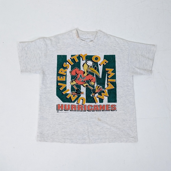 Vintage University of Miami Hurricanes T-shirt Short Sleeve Tee Paper Thin - Picture 4 of 7